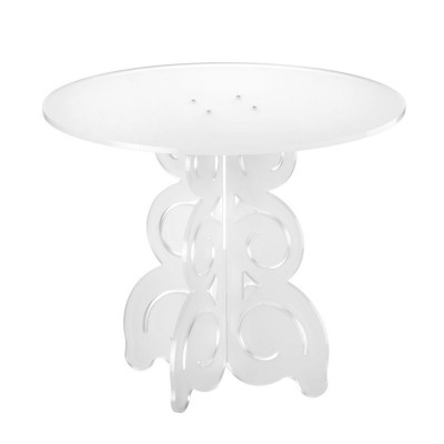 Emporium Baricco Tavolinetto da salotto in stile barocco con struttura e piano in plexiglss Colore: Bianco