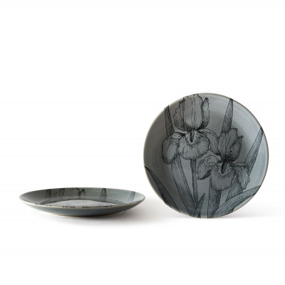  Evviva - Flora - Set 4 Piatti piani in ceramica - Colore: Grigio - SKU: EVV-22455 