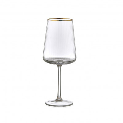 Evviva - Set 6 pezzi calici per vino in vetro filo oro - Colore: Trasparente - SKU: EVV-5583