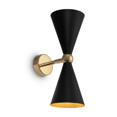 Maytoni - Vesper - Applique da parete con struttura e diffusori in metallo dallo stile moderno - Colore: Nero/Oro - 2 Lampadine - E14 - 40W - IP20 - SKU: MOD108WL-02GB