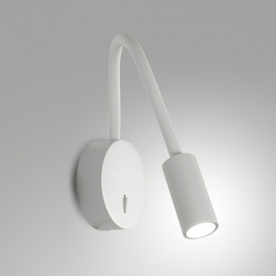 Fabas Luce - Flux - Applique da comodino in alluminio con tubo flessibile dal design moderno - Colore: Bianco - 1 Lampadina - Led Integrato - 3W - Lumen 287 - Gradi Kelvin 3000k Luce Calda - IP20 - SKU: 3802-21-102