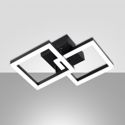 Fabas Luce - Bard - Plafoniera da soffito a led con struttura in metallo e metacrilato grande - Colore: Nero - 1 Lampadina - Led Integrato - 21W - Lumen 2160 - Gradi Kelvin 3000k Luce Calda - IP20 - SKU: 3394-28-101