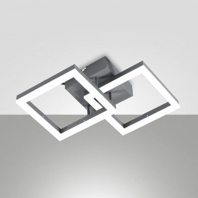 Fabas Luce - Bard - Plafoniera da soffito a led con struttura in metallo e metacrilato grande - Colore: Antracite - 1 Lampadina - Led Integrato - 21W - Lumen 2160 - Gradi Kelvin 3000k Luce Calda - IP20 - SKU: 3394-28-282