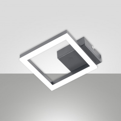 Fabas Luce - Bard - Applique da parete a led con struttura in metallo e metacrilato piccola - Colore: Antracite - 1 Lampadina - Led Integrato - 11W - Lumen 1080 - Gradi Kelvin 3000k Luce Calda - IP20 - SKU: 3394-24-282
