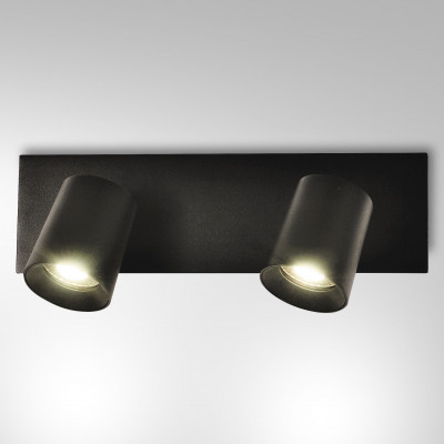 Fabas Luce - Modo - Applique da parete con doppio faretto orientabile dal design moderno - Colore: Nero - 2 Lampadine GU10 35W - IP20 - SKU: 3451-82-101