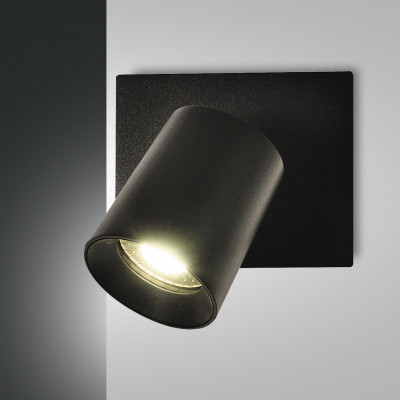 Fabas Luce - Modo - Applique da parete con singolo faretto orientabile dal design moderno - Colore: Nero - 1 Lampadina GU10 35W - IP20 - SKU: 3451-81-101