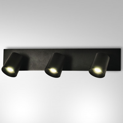 Fabas Luce - Modo - Applique da parete con triplo faretto orientabile dal design moderno - Colore: Nero - 3 Lampadine GU10 35W - IP20 - SKU: 3451-83-101