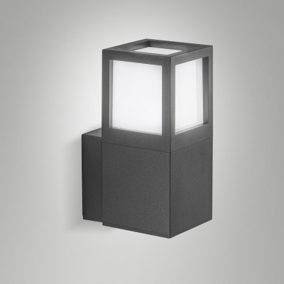 Fabas Luce - Smuk - Applique da parete da esterno squadrata con portalampada E27 - Colore: Grigio Scuro - 1 Lampadina E27 20W - IP54 - SKU: 6537-21-294