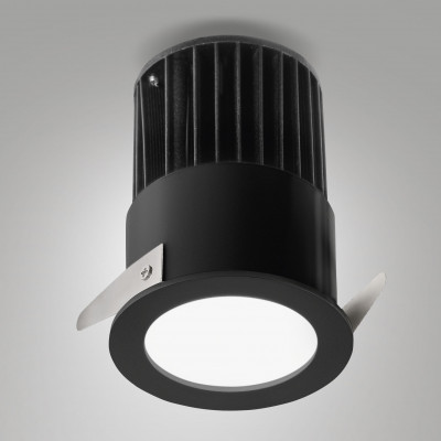Fabas Luce - Nasca - Faretto a led da incasso rotondo in alluminio dal design moderno - Colore: Nero - 1 Lampadina - Led Integrato - 12W - Lumen 1150 - Gradi Kelvin 3000k Luce Calda - IP44 - SKU: 6825-02-464