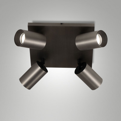 Fabas Luce - Flores - Faretto da soffitto con 4 porta lampada orientabili in alluminio - Colore: Canna di Fucile - 4 Lampadine - GU10 - 10W - IP20 - SKU: 3801-84-115