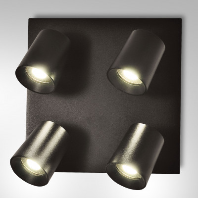 Fabas Luce - Modo - Faretto da soffitto con quattro faretti orientabili dal design moderno - Colore: Nero - 4 Lampadine GU10 35W - IP20 - SKU: 3451-84-101