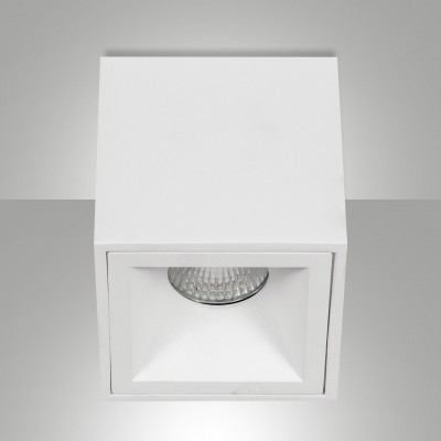 Fabas Luce - Perez - Faretto da sofftto con struttura cubica in alluminio dal design moderno - Colore: Bianco - 1 Lampadina - GU10 - 35W - IP20 - SKU: 6584-00-050