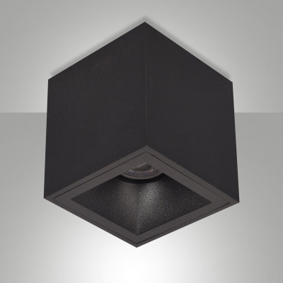 Fabas Luce - Perez - Faretto da sofftto con struttura cubica in alluminio dal design moderno - Colore: Nero - 1 Lampadina - GU10 - 35W - IP20 - SKU: 6584-00-060