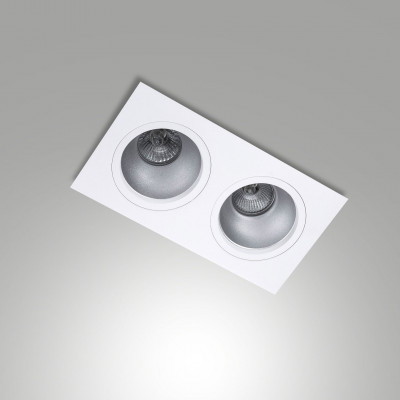 Fabas Luce - Leon - Faretto rettangolare da incasso in allumino con doppio diffusore - 2 Lampadine GU10 35W - IP20 - SKU: 6580-00