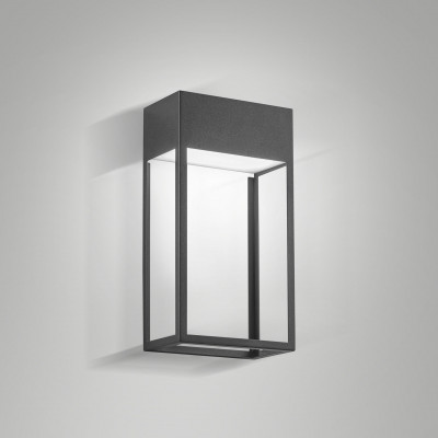 Fabas Luce - Edo - Lampada a LED da parete per esterno dal design moderno in alluminio - Colore: Grigio Scuro - 1 Lampadina Led Integrato 20W - Lumen 2396 - Gradi Kelvin 3000k Luce Calda - IP65 - SKU: 6556-21-294