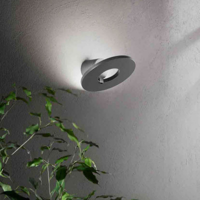 Fabas Luce - Elite - Lampada a LED da parete per esterno in alluminio con diffusore orientabile - Colore: Grigio Scuro - 1 Lampadina Led Integrato 10W - Lumen 1309 - Gradi Kelvin 3000k Luce Calda - IP54 - SKU: 6534-21-294