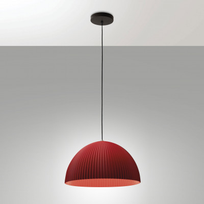 Fabas Luce - Carola - Lampada a sopensione con struttura in metallo e diffusore in plastica vegetale - Colore: Bordeaux - 1 Lampadina - E27 - 60W - IP20 - SKU: 3757-40-133