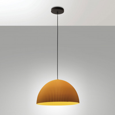 Fabas Luce - Carola - Lampada a sopensione con struttura in metallo e diffusore in plastica vegetale - Colore: Senape - 1 Lampadina - E27 - 60W - IP20 - SKU: 3757-40-367