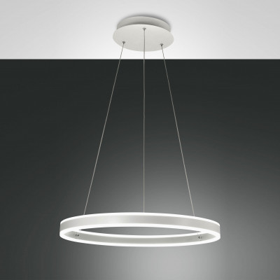Fabas Luce - Palau - Lampada a sospensione con diffusore circolare piccolo a led dal design moderno - 1 Lampadina Led Integrato 60W - Lumen 6540 - Gradi Kelvin 3000k Luce Calda - IP20 - SKU: 3743-40