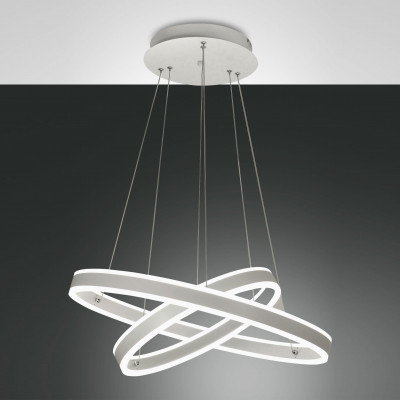Fabas Luce Palau Lampada a sospensione con doppio diffusore circolare a led dal design moderno Colore: Bianco