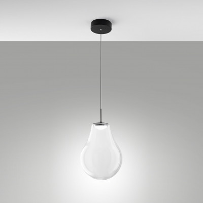 Fabas Luce Noa Lampada a sospensione dal design moderno a LED con singolo diffusore in vetro Colore: Trasparente