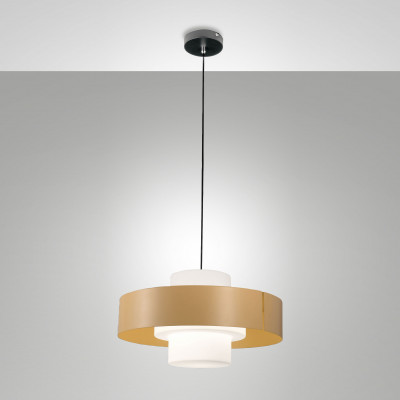 Fabas Luce - Loto - Lampada a sospensione in metallo e diffusore in vetro dal design moderno - Colore: Sabbia - 1 Lampadina - E27 - 60W - IP20 - SKU: 3750-40-355