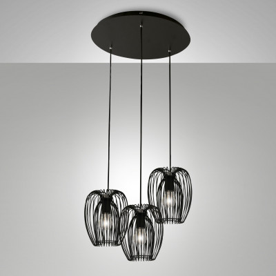 Fabas Luce - Camp - Lampada a sospensione moderna con 3 diffusori in metallo - 3 Lampadine E27 60W - IP20 - SKU: 3677-47