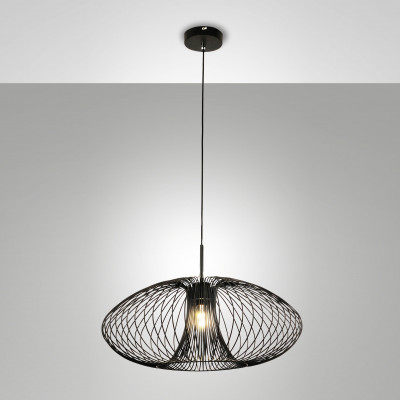 Fabas Luce - Fassa - Lampada a sospensione moderna con struttura in metallo dal design moderno - Colore: Nero - 1 Lampadina - E27 - 60W - IP20 - SKU: 3706-40-101