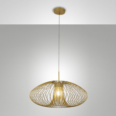 Fabas Luce - Fassa - Lampada a sospensione moderna con struttura in metallo dal design moderno - Colore: Oro - 1 Lampadina - E27 - 60W - IP20 - SKU: 3706-40-225