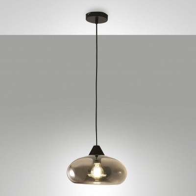 Fabas Luce Ela Lampada a sospensione moderna con struttura in metallo e diffusore in vetro Colore: Grigio Fumè
