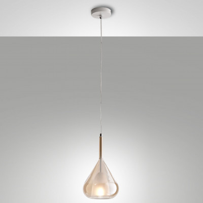 Fabas Luce Lila Lampada a sospensione moderna con struttura in metallo e diffusore in vetro Colore: Ambra