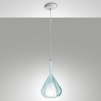 Fabas Luce - Lila - Lampada a sospensione moderna con struttura in metallo e diffusore in vetro - Colore: Azzurro - 1 Lampadina - E27 - 40W - IP20 - SKU: 3481-40-244