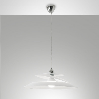 Fabas Luce - Aragon - Lampada a sospensione moderno con struttura in metallo e paralume in vetro - Colore: Bianco - 1 Lampadina - E27 - 60W - IP20 - SKU: 3357-40-102