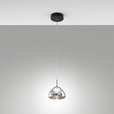 Fabas Luce - Lucille - Lampada a sospensione singola a LED con diffusore in vetro dal design moderno - 1 Lampadina Led Integrato 8W - Lumen 750 - Gradi Kelvin 2700K-3000K-4000K - IP20 - SKU: 3764-41