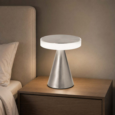 Fabas Luce Neutra Lampada da comodino LED moderna dimmerabile in metallo Colore: Nichel
