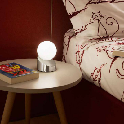 Fabas Luce Gravity Lampada da comodino LED moderna in metallo con diffusore in vetro Colore: Nichel