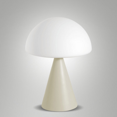 Fabas Luce - Blip - Lampada da tavolo a led con struttura in metallo e diffuosre in vetro soffiato - Colore: Sabbia - 1 Lampadina - Led Integrato - 7W - Lumen 500 - Gradi Kelvin 2700K-3000K-4000K - IP20 - SKU: 3790-30-355