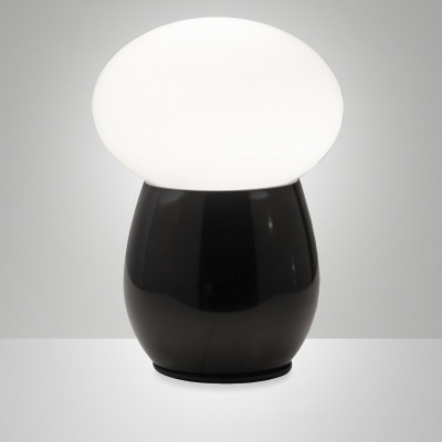 Fabas Luce - Freddy - Lampada da tavolo a LED moderna e diffusore in vetro soffiato - Colore: Nero - 1 Lampadina - E27 - 60W - IP20 - SKU: 3752-30-101