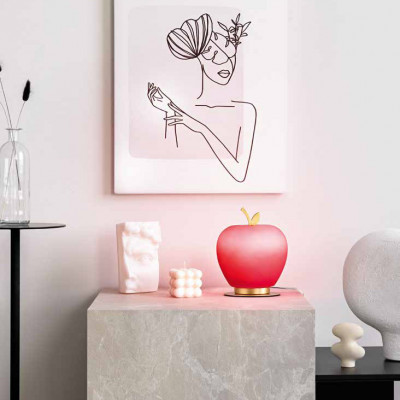  Fabas Luce - Wendy - Lampada da tavolo a LED moderna in metallo e diffusore in vetro soffiato - 1 Lampadina Led Integrato 78W - Lumen 780 - Gradi Kelvin 3000k Luce Calda - IP20 - SKU: 3762-30 