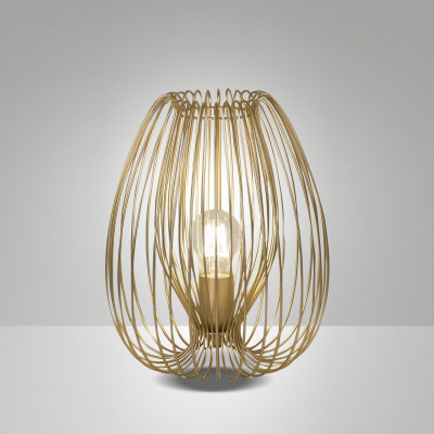 Fabas Luce - Camp - Lampada da tavolo grande struttura e diffusore in metallo dal design moderno - Colore: Oro - 1 Lampadina - E27 - 60W - IP20 - SKU: 3677-30-225