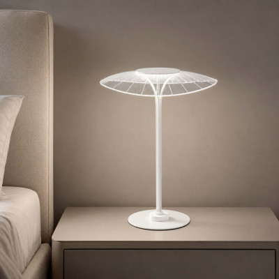 Fabas Luce Vela Lampada da tavolo LED moderna in metallo con diffusore a raggiera Colore: Bianco