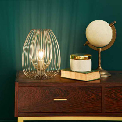  Fabas Luce - Camp - Lampada da tavolo piccola struttura e diffusore in metallo dal design moderno - 1 Lampadina E27 40W - IP20 - SKU: 3677-34 