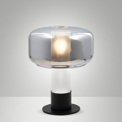 Fabas Luce - Flick - Lampada da tavolo struttura in metallo e vetro borosilicato da design moderno - Colore: Grigio Fumè - 1 Lampadina - E14 - 40W - IP20 - SKU: 3792-30-126