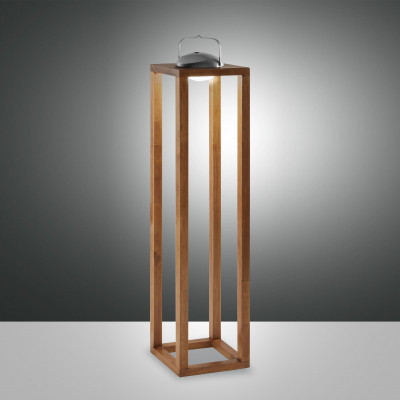 Fabas Luce - Blend - Lampada da terra a led per esterno con struttura in legno e metallo - Colore: Marrone - 1 Lampadina Led Integrato 3W - Lumen 320 - Gradi Kelvin 3000k Luce Calda - IP54 - SKU: 3738-35-130