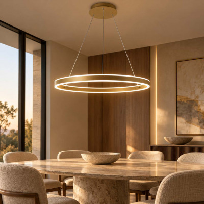 Fabas Luce Palau Lampadario a led con diffusore circolare grande dal design moderno Colore: Oro