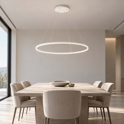 Fabas Luce Giotto Lampadario LED con illuminazione a singolo diffusore circolare moderno Colore: Bianco