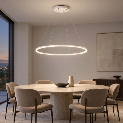 Fabas Luce Giotto Lampadario LED con illuminazione a singolo diffusore circolare moderno Colore: Bianco
