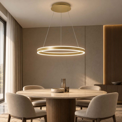 Fabas Luce Palau Lampadario moderno a led con diffusore ad anello con doppia emissione Colore: Oro