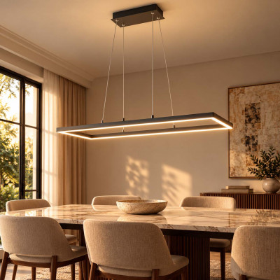 Fabas Luce Bard Lampadario moderno a LED con diffusore rettangolare Colore: Antracite