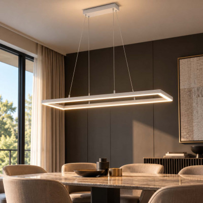 Fabas Luce Bard Lampadario moderno a LED con diffusore rettangolare Colore: Bianco